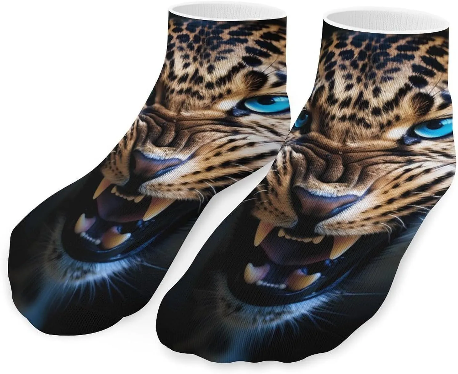Leopards with Blue Eyes Cute Ankle Socks 1 Pairs Low Cut No Show Sock Breathable Stocking for Men Women