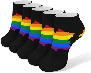 LGBT Flag Map of France 5 Pairs Low Cut Ankle Socks for Men Women Athletic Running Socks No Show Breathable