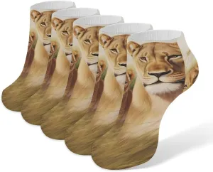 Lion and Little 5 Pairs Low Cut Ankle Socks for Men Women Athletic Running Socks No Show Breathable