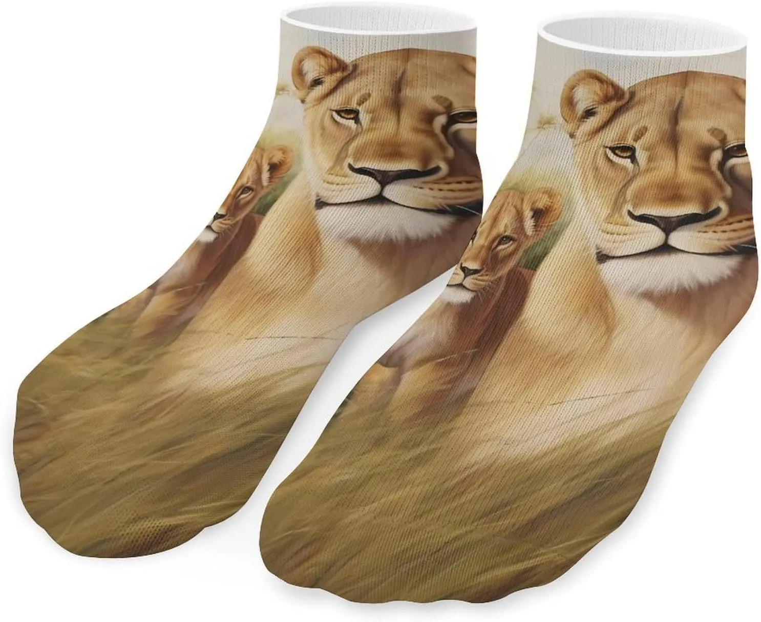 Lion and Little Cute Ankle Socks 1 Pairs Low Cut No Show Sock Breathable Stocking for Men Women
