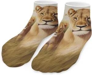 Lion and Little Cute Ankle Socks 1 Pairs Low Cut No Show Sock Breathable Stocking for Men Women