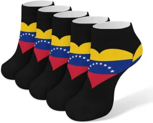 Love Venezuela 5 Pairs Low Cut Ankle Socks for Men Women Athletic Running Socks No Show Breathable