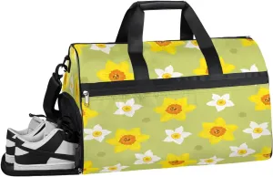 Lovely Daffodil Sports Gym Bag with Wet Pocket & Shoes Compartment Waterproof Workout Duffel Bag for Women and Men Weekender Overnight Duffle Bag Travel Carry-on Tote