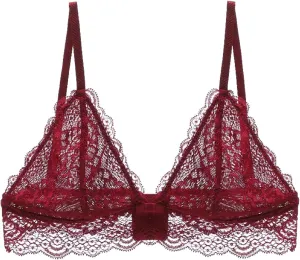 Low Back Sports Bra Extenders Thin Adjustable Strap Unpadded Sexy Cute Triangle Bralette Lace for Women