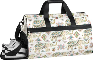 Mal Elephant Design Sports Gym Bag with Wet Pocket & Shoes Compartment Waterproof Workout Duffel Bag for Women and Men Weekender Overnight Duffle Bag Travel Carry-on Tote
