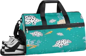 Marine Fish Animal Sports Gym Bag with Wet Pocket & Shoes Compartment Waterproof Workout Duffel Bag for Women and Men Weekender Overnight Duffle Bag Travel Carry-on Tote