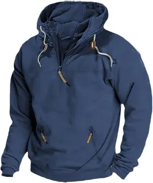 Men Tactical Hoodie Sweatshirt Quarter Zip Cargo Pullover Hoodies Workout Gym Sports Running Outdoor Winter Jackets
