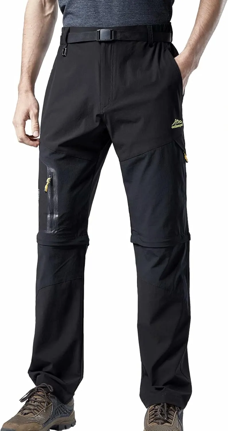 Mens Convertible Hiking Pants, Quick Dry Fishing Pants, Zip Off Stretch UPF 50 Outdoor Camping Pants with 5 Pockets