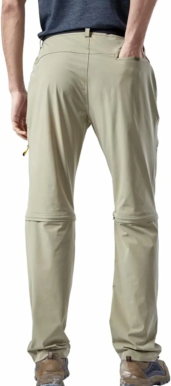 Mens Convertible Hiking Pants, Quick Dry Fishing Pants, Zip Off Stretch UPF 50 Outdoor Camping Pants with 5 Pockets