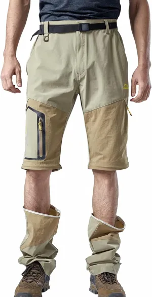 Mens Convertible Hiking Pants, Quick Dry Fishing Pants, Zip Off Stretch UPF 50 Outdoor Camping Pants with 5 Pockets