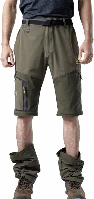 Mens Convertible Hiking Pants, Quick Dry Fishing Pants, Zip Off Stretch UPF 50 Outdoor Camping Pants with 5 Pockets