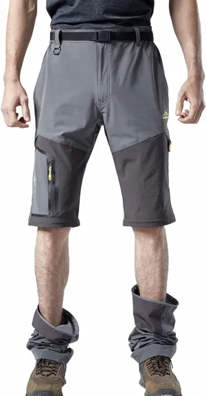 Mens Convertible Hiking Pants, Quick Dry Fishing Pants, Zip Off Stretch UPF 50 Outdoor Camping Pants with 5 Pockets