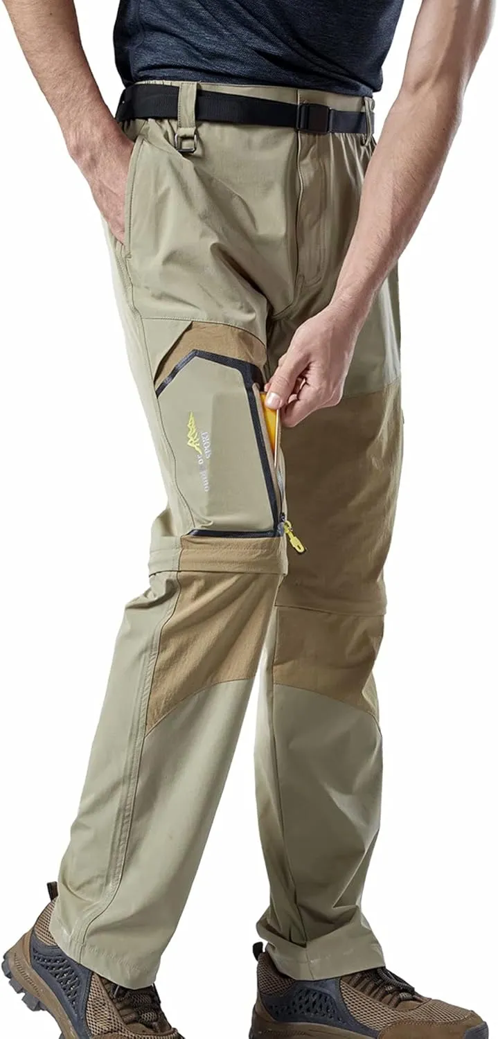 Mens Convertible Hiking Pants, Quick Dry Fishing Pants, Zip Off Stretch UPF 50 Outdoor Camping Pants with 5 Pockets