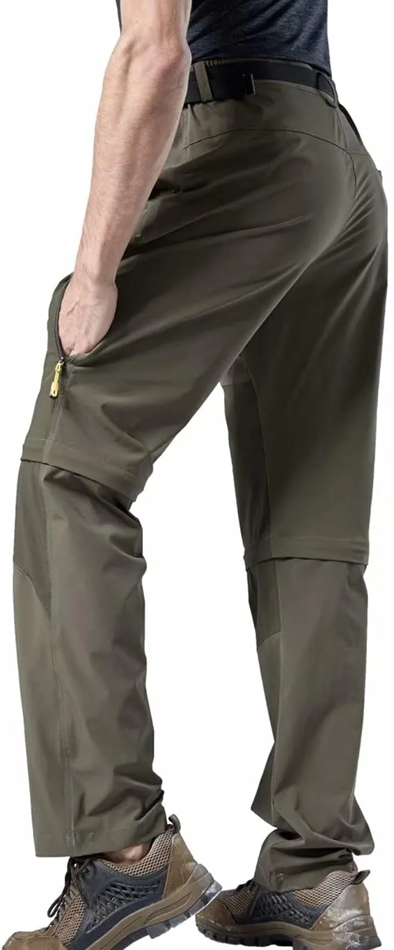 Mens Convertible Hiking Pants, Quick Dry Fishing Pants, Zip Off Stretch UPF 50 Outdoor Camping Pants with 5 Pockets