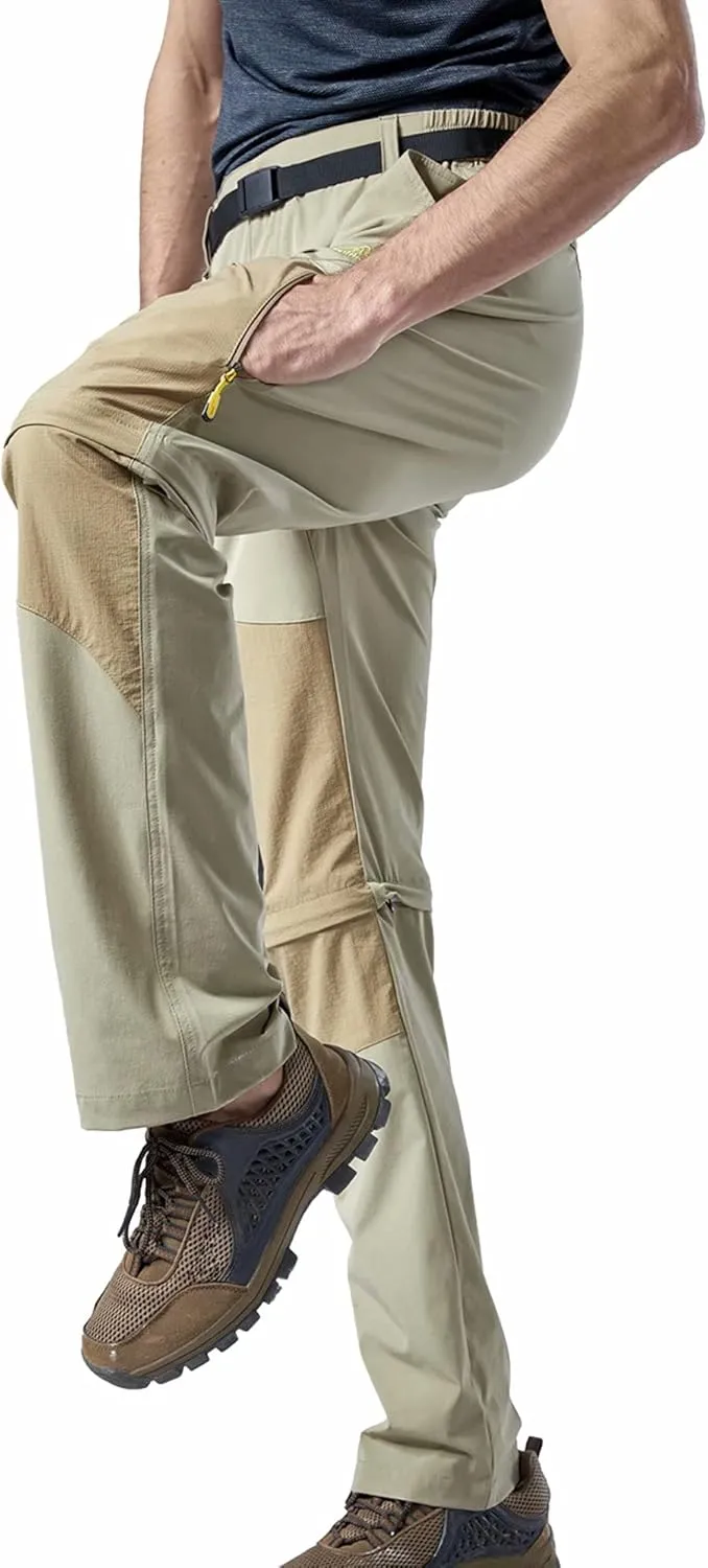 Mens Convertible Hiking Pants, Quick Dry Fishing Pants, Zip Off Stretch UPF 50 Outdoor Camping Pants with 5 Pockets