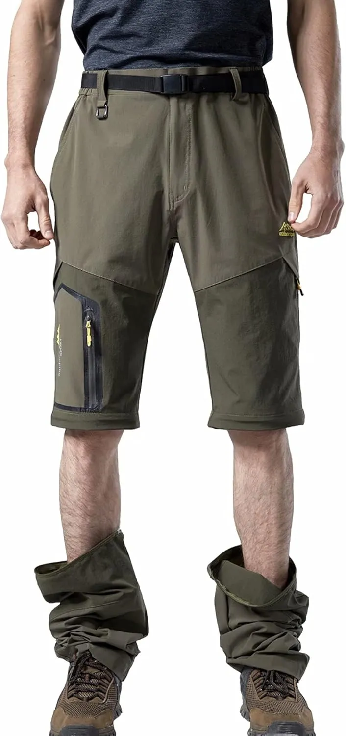 Mens Convertible Hiking Pants, Quick Dry Fishing Pants, Zip Off Stretch UPF 50 Outdoor Camping Pants with 5 Pockets