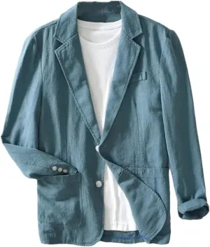 Men's Cotton Linen Casual Blazer,Slim Fit Suit Jacket,Button Lapel Blazer,Casual Sport Coats