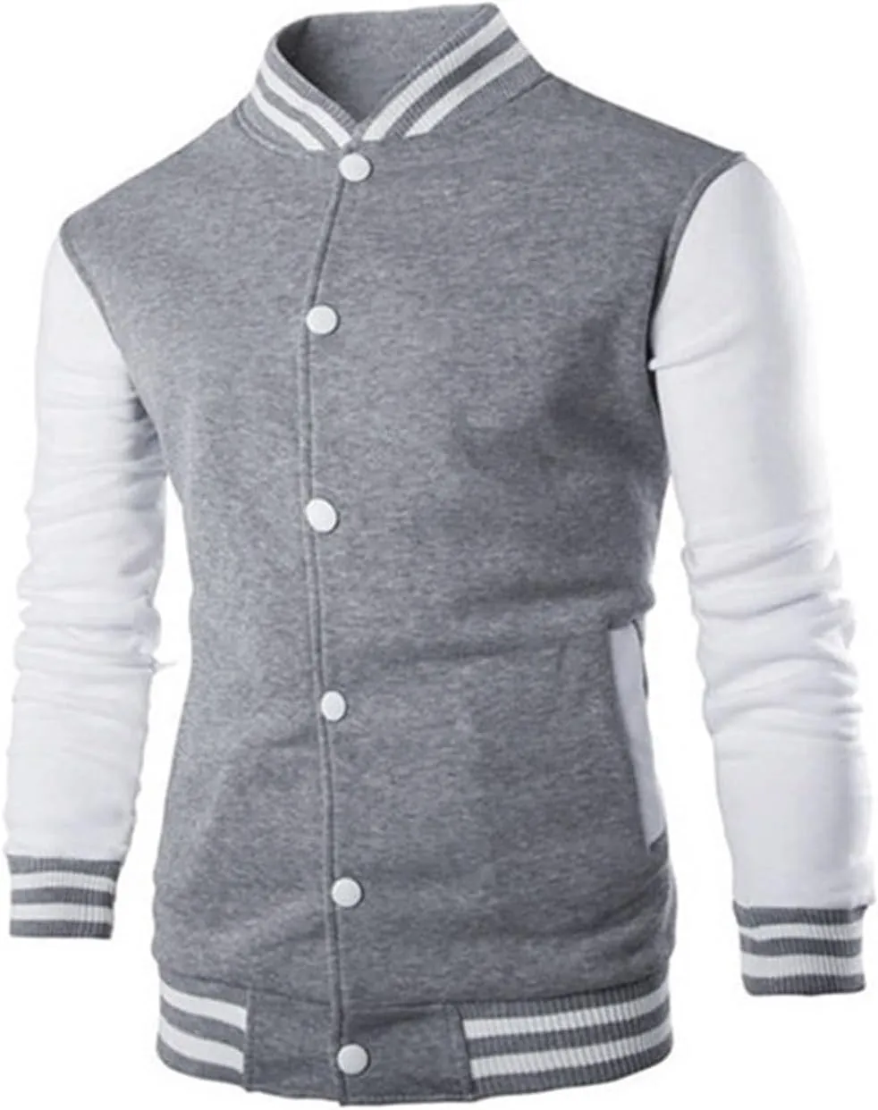Men's Lightweight Jacket Color Block Button Down Outwear Casual Spring Fall Windbreaker Bomber Coat with Pockets