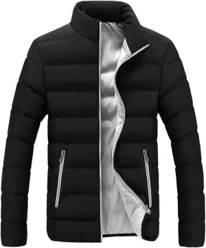 Men's Lightweight Packable Puffer Winter Jacket Casual Color Block Outwear Insulated Puffy Coat for Snow Ski Hiking