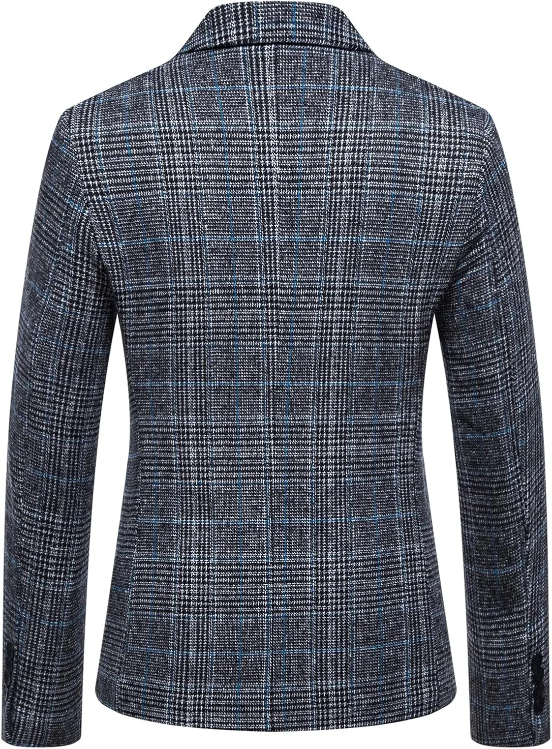 Men's Plaid Blazer Slim Fit One Button Suit Jacket Casual Wool Blend Dressy Business Outfits