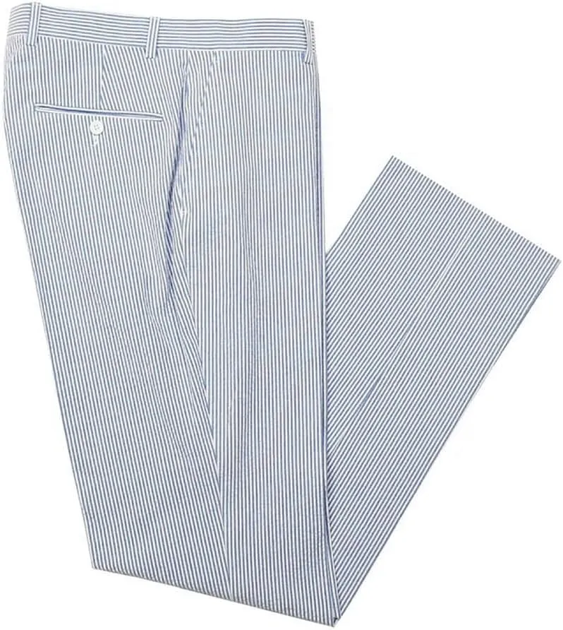Mens Summer Slacks Mens Sear Sucker Slim Fit Suit Separate Pants Trousers