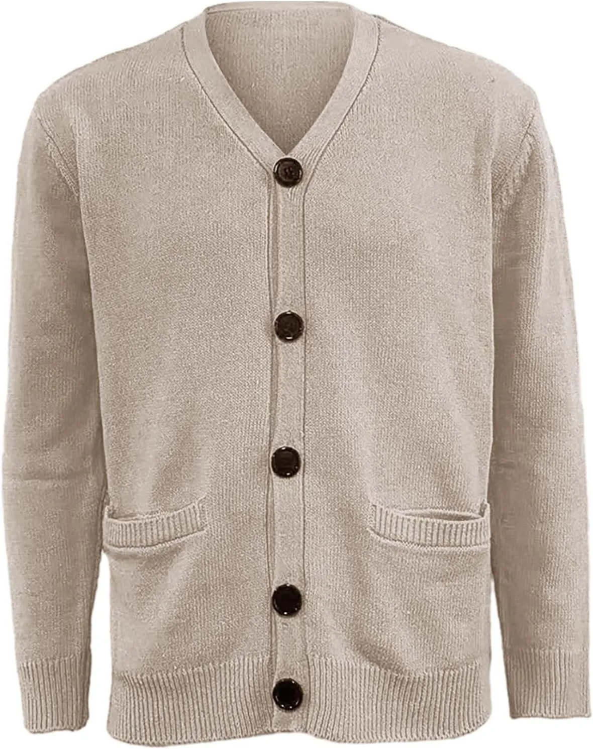 Men's V Neck Cardigan Sweater Casual Lightweight Button Down Knitted Sweater Soft Slim Fit Outwear Coat with Pocket