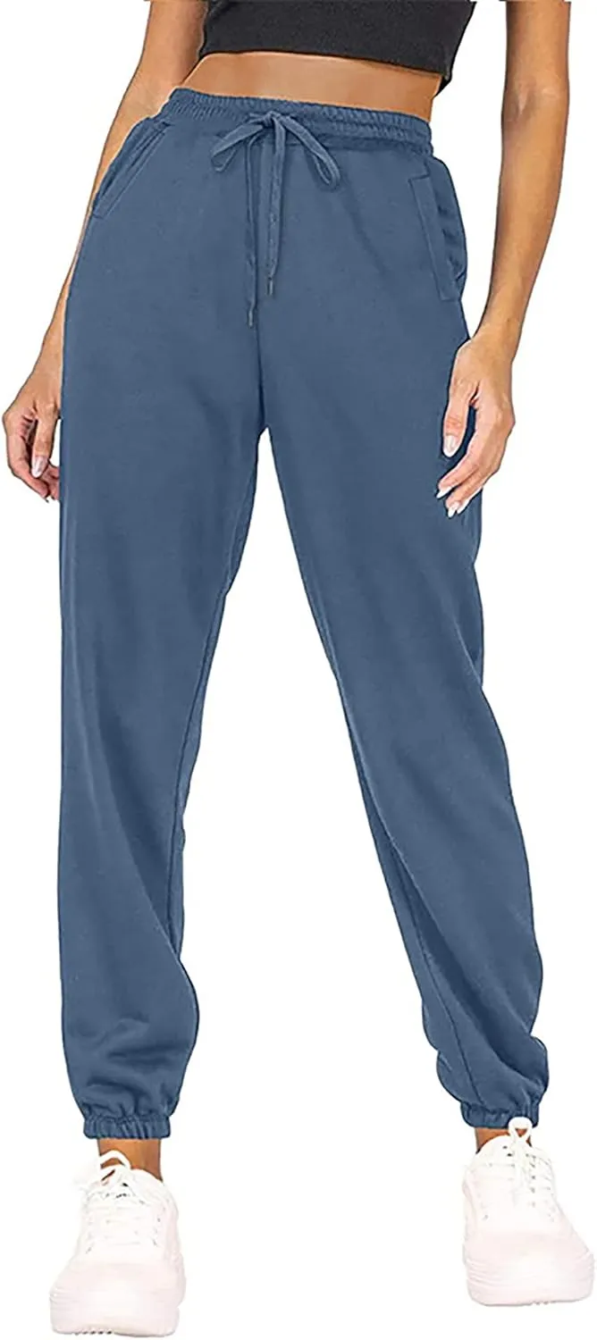 MESLIMA Women's Solid Color Sweatpants Drawstring Jogger Pants Cinch Bottom Casual Elastic Waist Workout Trousers