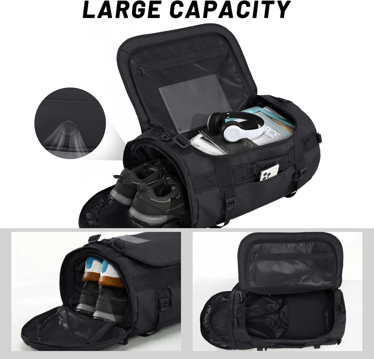 MIER Large Duffel Backpack Sports Gym Bag with Shoe Compartment, Heavy Duty and Water Resistant