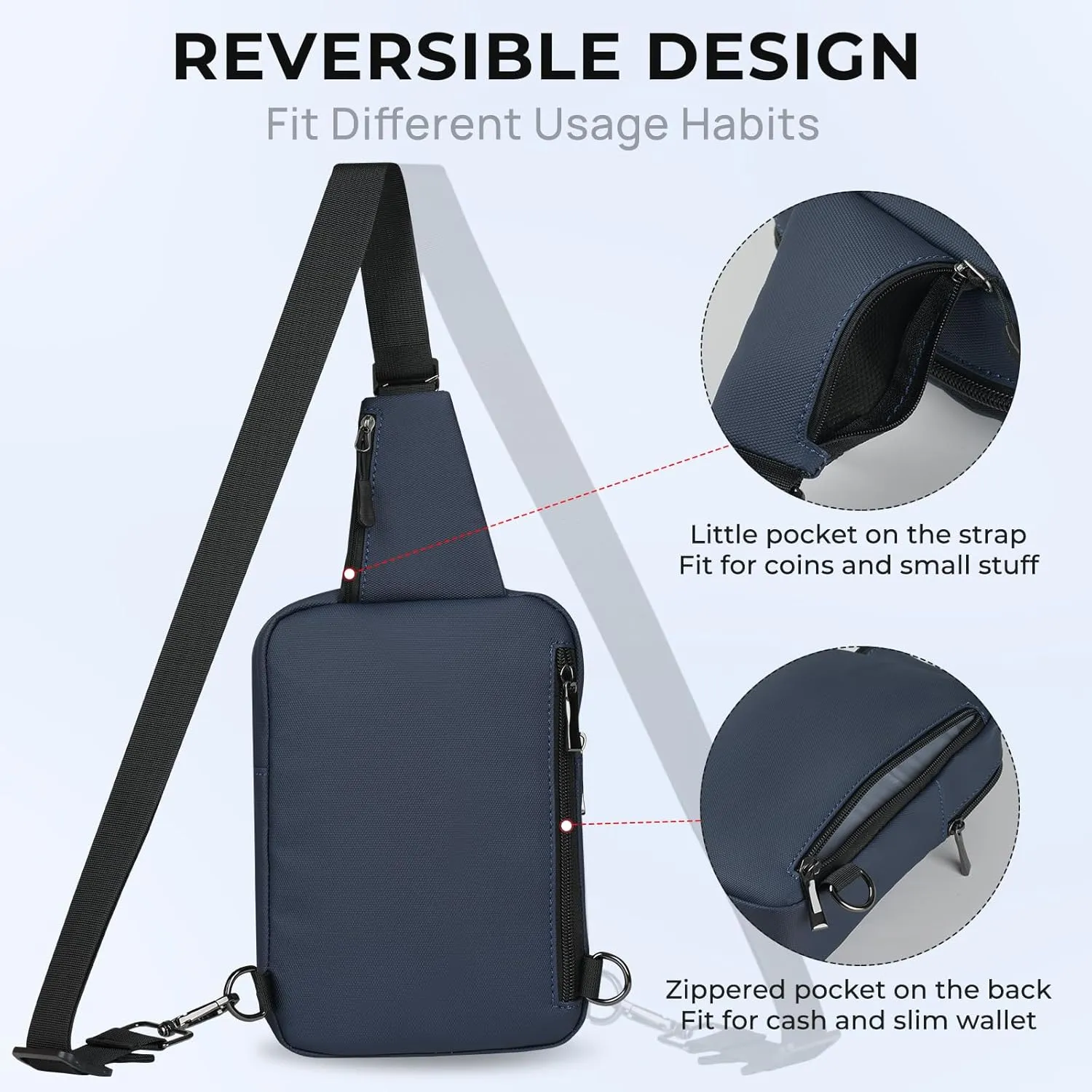 Mini Sling Bag for Women Men, Crossbody Bags Chest Bag Dual Pocket RFID Cell Phone Purse Travel Running Walking