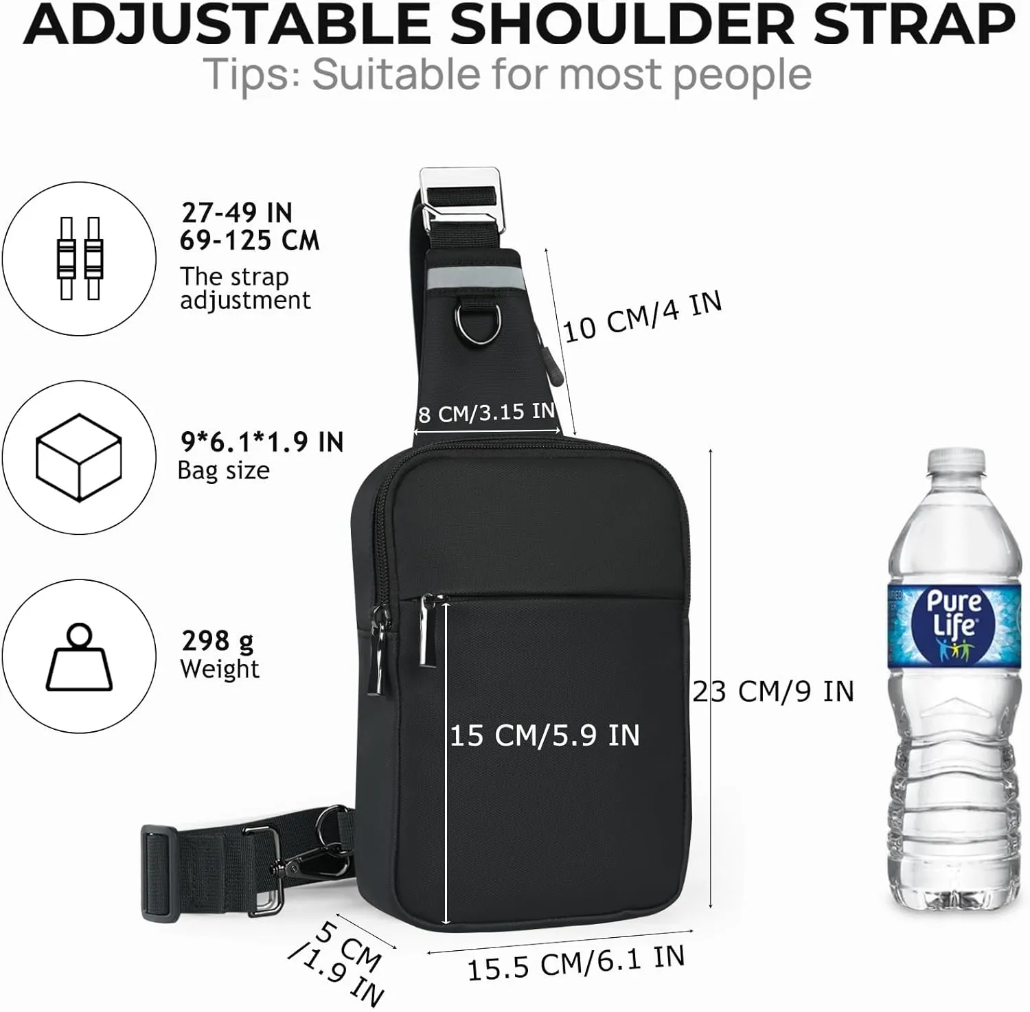 Mini Sling Bag for Women Men, Crossbody Bags Chest Bag Dual Pocket RFID Cell Phone Purse Travel Running Walking