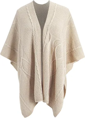 MissShorthair Women's Lightweight Knitted Shawl Thin Breathable Wrap for Outdoor Travel Spring, Poncho Daily Use, Office
