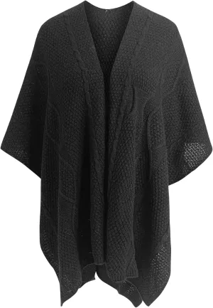 MissShorthair Women's Lightweight Knitted Shawl Thin Breathable Wrap for Outdoor Travel Spring, Poncho Daily Use, Office