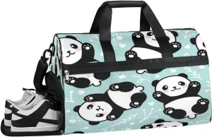 Modern Animal Panda Sports Gym Bag with Wet Pocket & Shoes Compartment Waterproof Workout Duffel Bag for Women and Men Weekender Overnight Duffle Bag Travel Carry-on Tote
