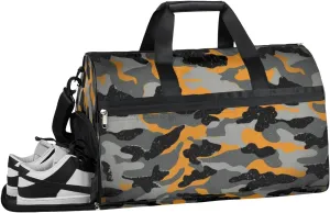 Modern Camo Design Sports Gym Bag with Wet Pocket & Shoes Compartment Waterproof Workout Duffel Bag for Women and Men Weekender Overnight Duffle Bag Travel Carry-on Tote
