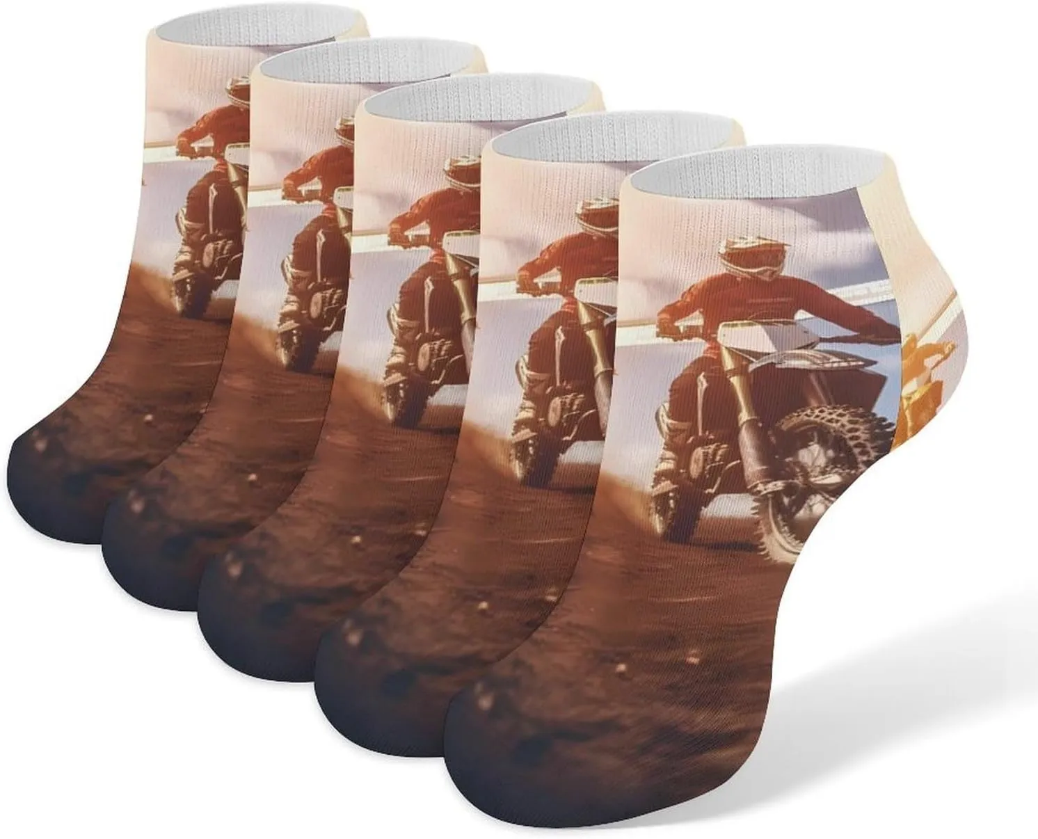 Motorcycle Motorsport Mountain Sunset 5 Pairs Low Cut Ankle Socks for Men Women Athletic Running Socks No Show Breathable