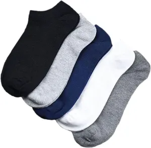 No Show Socks Womens and Mens Low Cut Ankle Short Anti-slid Athletic Running Casual Invisible Socks 5 pairs WITH 5 DIFFRENT COLORS, X-Small-XX-Large