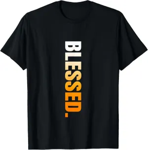 Orange Blessed. Vertical Orange Color Graphic T-Shirt
