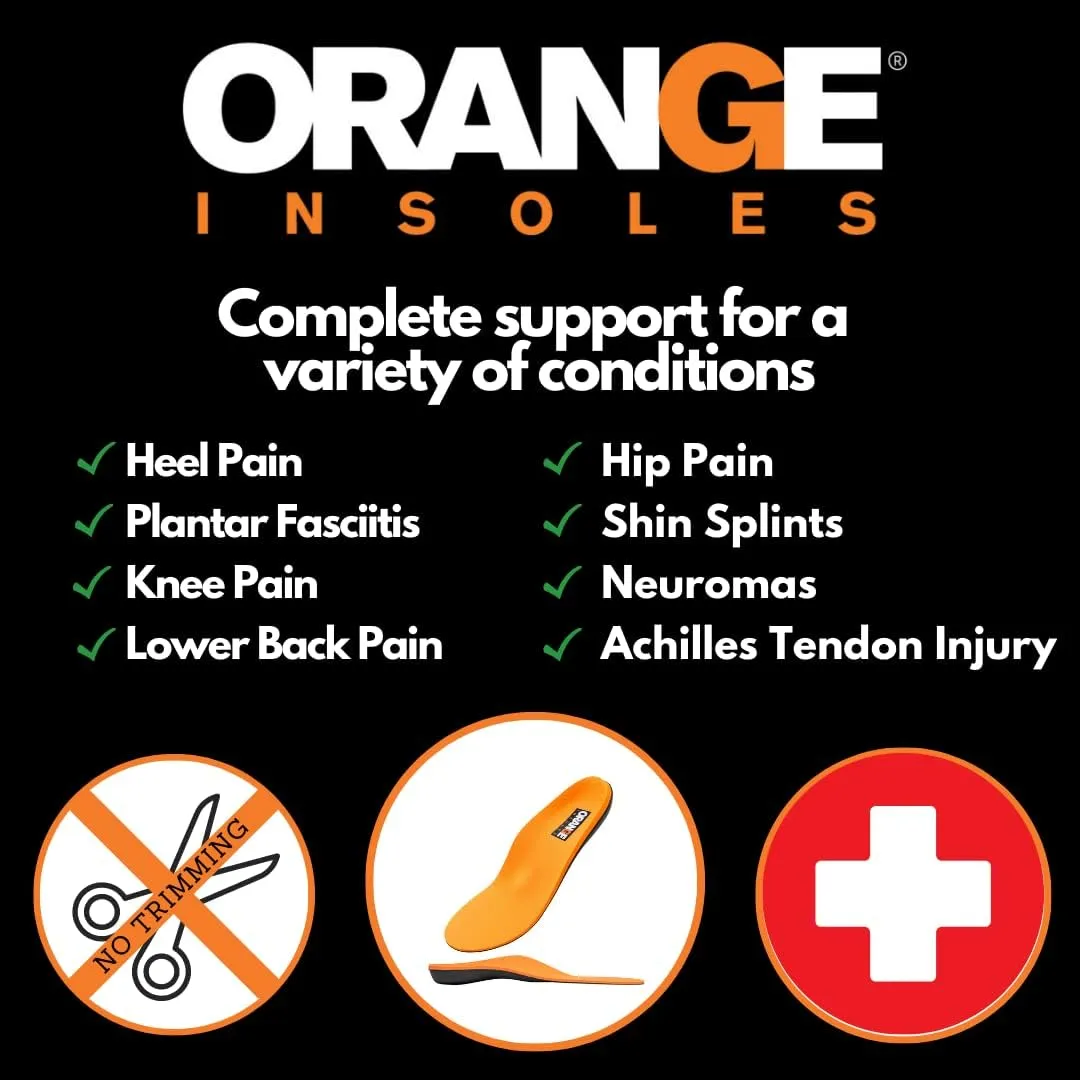 Orange Full Length H Fits Men's Shoe 11-11.5, Women's 12.5-13 Uses a Heel Cup, Contoured Medial Arch,and Metatarsal pad to Help with Better Alignment and Weight Distribution