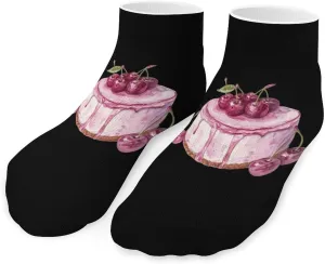 Painted Cherry Cake Cute Ankle Socks 1 Pairs Low Cut No Show Sock Breathable Stocking for Men Women