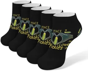 Peace Love Pickles 5 Pairs Low Cut Ankle Socks for Men Women Athletic Running Socks No Show Breathable