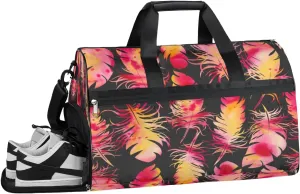 Peacock Feather Sports Gym Bag with Wet Pocket & Shoes Compartment Waterproof Workout Duffel Bag for Women and Men Weekender Overnight Duffle Bag Travel Carry-on Tote