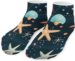 Pearls Shell Starfish Fishes Cute Ankle Socks 1 Pairs Low Cut No Show Sock Breathable Stocking for Men Women