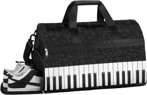 Piano Keys Music Sports Gym Bag with Wet Pocket & Shoes Compartment Waterproof Workout Duffel Bag for Women and Men Weekender Overnight Duffle Bag Travel Carry-on Tote