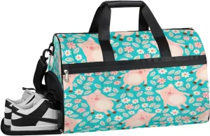 Pig Pattern Sports Gym Bag with Wet Pocket & Shoes Compartment Waterproof Workout Duffel Bag for Women and Men Weekender Overnight Duffle Bag Travel Carry-on Tote