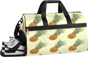 Pineapple Design Sports Gym Bag with Wet Pocket & Shoes Compartment Waterproof Workout Duffel Bag for Women and Men Weekender Overnight Duffle Bag Travel Carry-on Tote