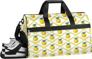Pineapple Fruit Leaves Sports Gym Bag with Wet Pocket & Shoes Compartment Waterproof Workout Duffel Bag for Women and Men Weekender Overnight Duffle Bag Travel Carry-on Tote