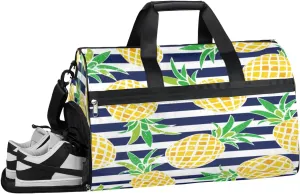 Pineapple Plant Fruit Sports Gym Bag with Wet Pocket & Shoes Compartment Waterproof Workout Duffel Bag for Women and Men Weekender Overnight Duffle Bag Travel Carry-on Tote