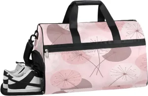 Pink Beautiful Dandelion Sports Gym Bag with Wet Pocket & Shoes Compartment Waterproof Workout Duffel Bag for Women and Men Weekender Overnight Duffle Bag Travel Carry-on Tote