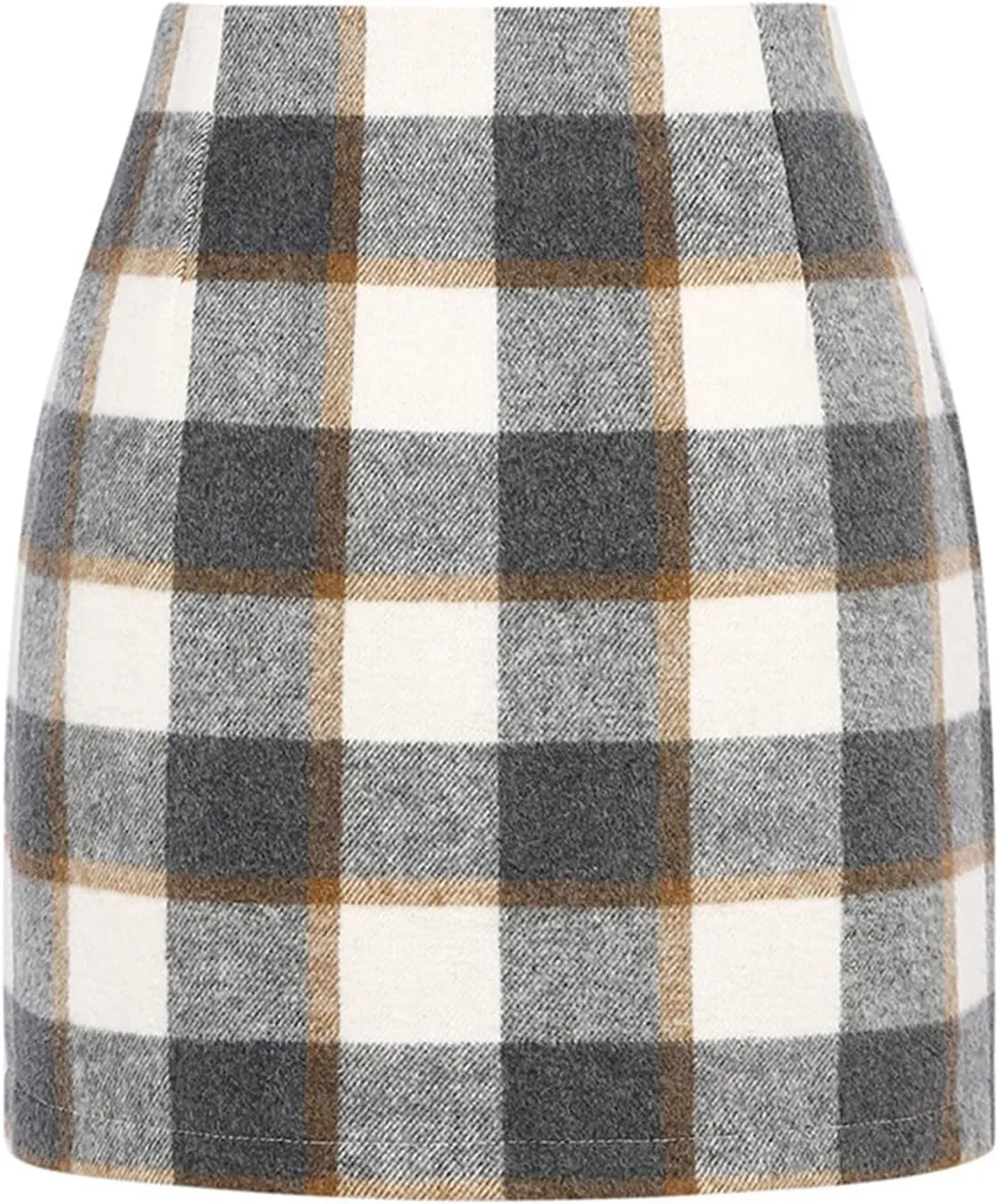 Plaid Pencil Skirts for Women High Waisted Casual Bodycon Mini Skirt Wool Above Knee Length Vintage Short Skirts