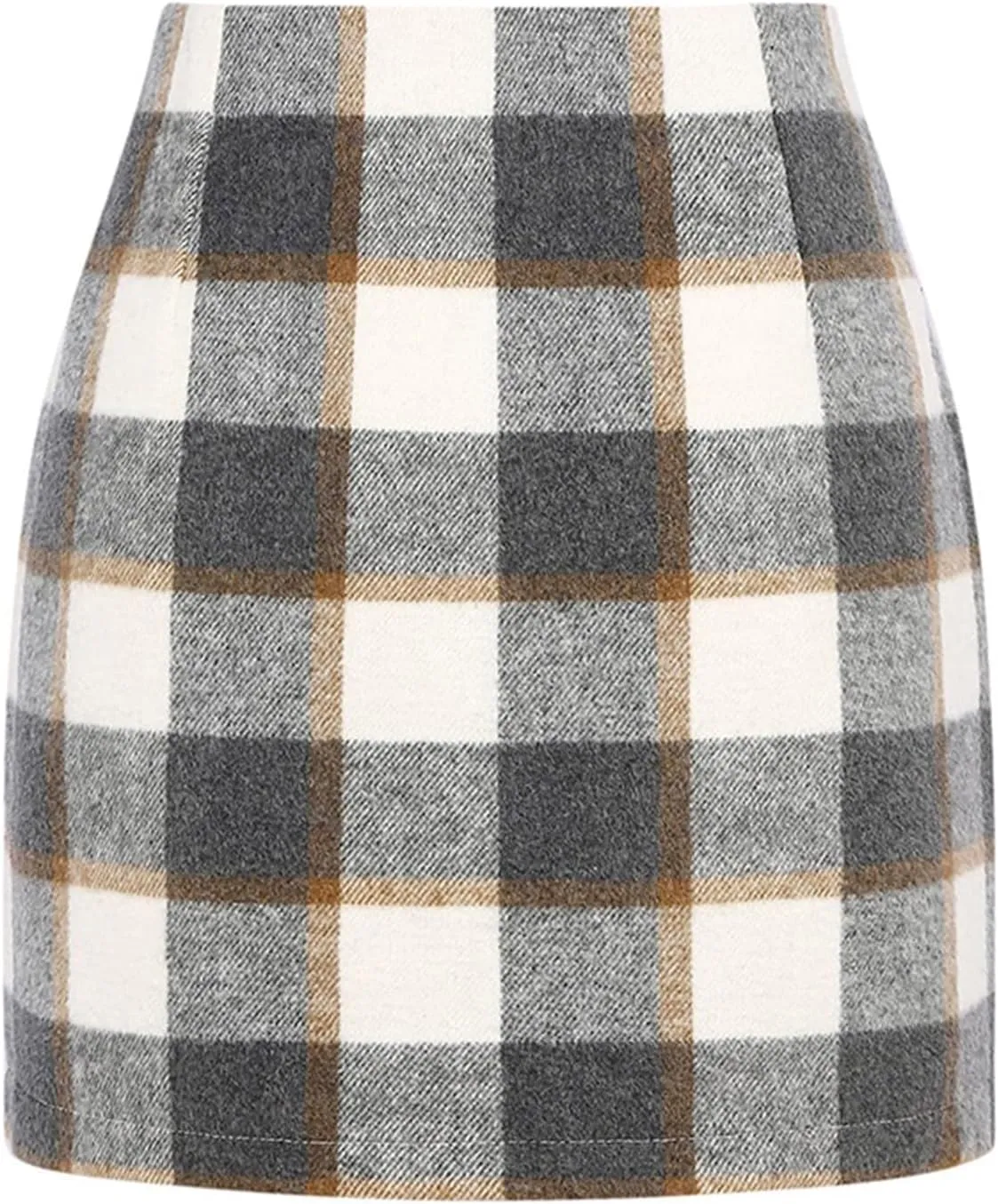 Plaid Pencil Skirts for Women High Waisted Casual Bodycon Mini Skirt Wool Above Knee Length Vintage Short Skirts